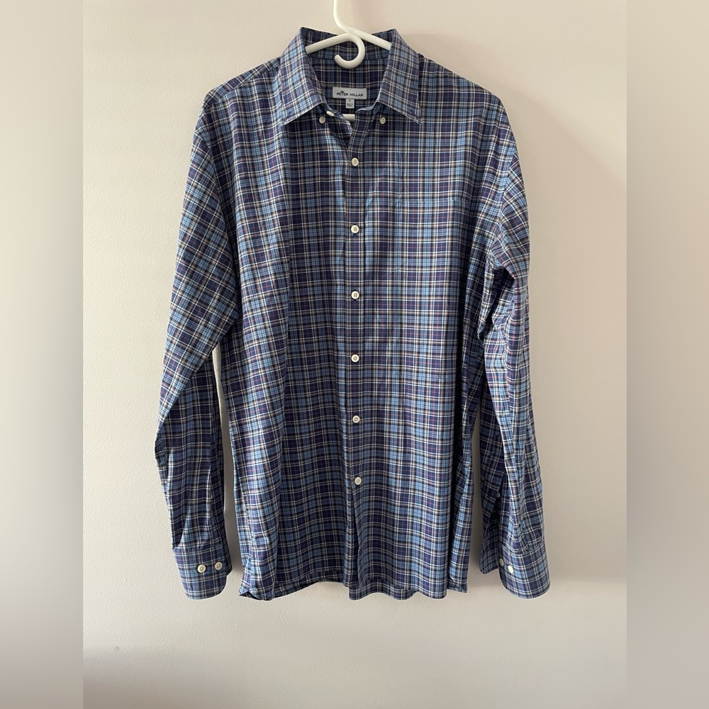 Peter Millar Mountainside Half Moon Bay Tartan Sport Button Down Shirt Large - Picture 3 of 8